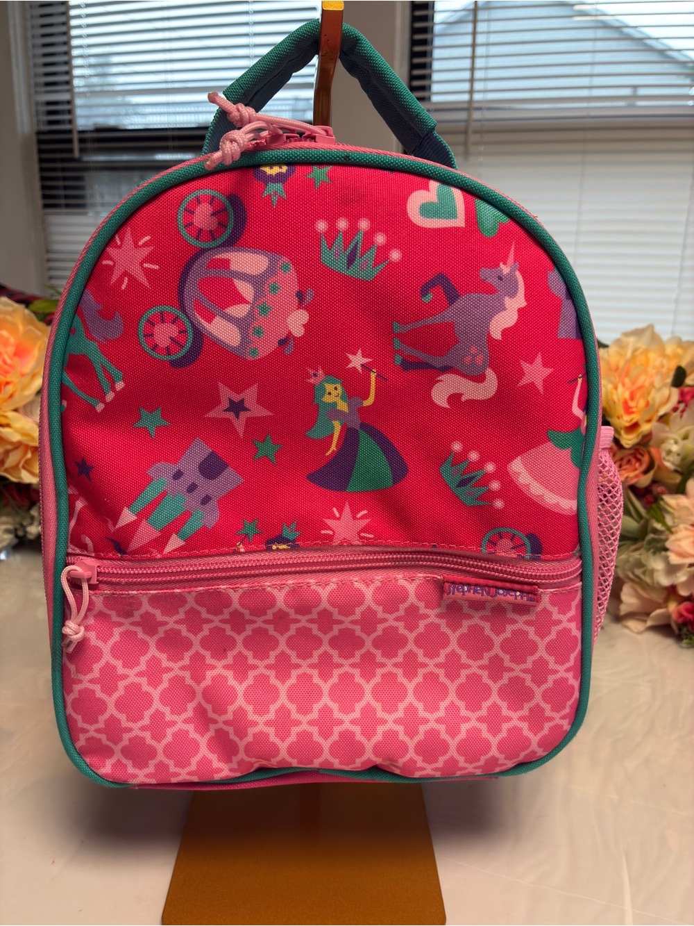 Stephen Joseph Princess Insulated Lunch Box Pink Teal Kids Zip Lunch Bag Pocket